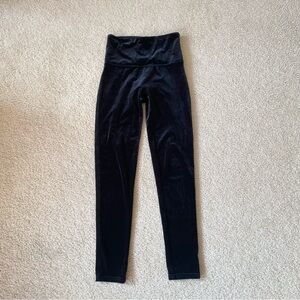 SPANX Black Velour High-Waist Leggings